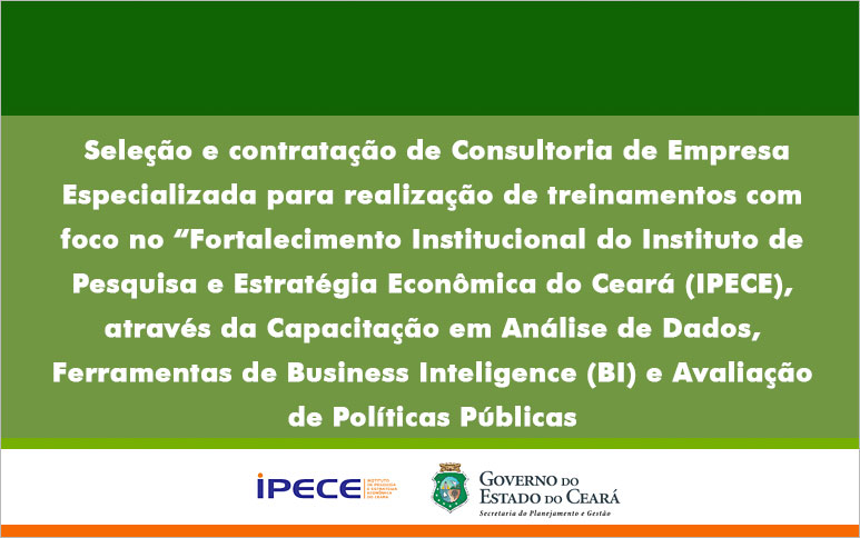 Relançamento de Aviso de Manifestação de Interesse – 20200003/CEL 04/IPECE/CE