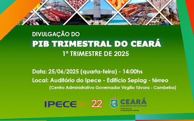 Ipece divulga nesta quarta (25/06) PIB cearense do 1º tri de 2025