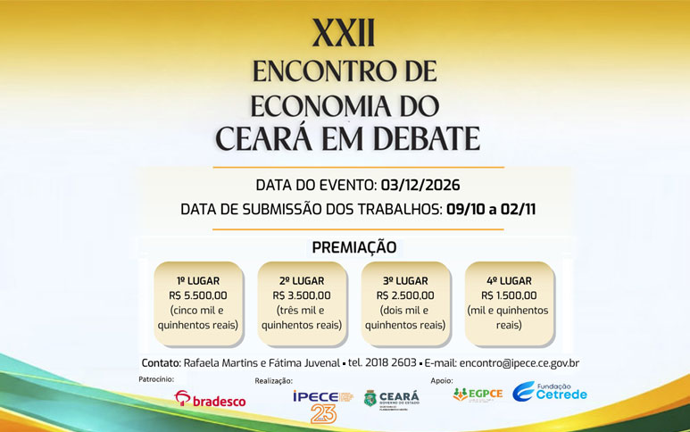 Encontro Economia do Ceará em Debate já tem premiação definida e prazo para submissão termina no próximo dia 02
